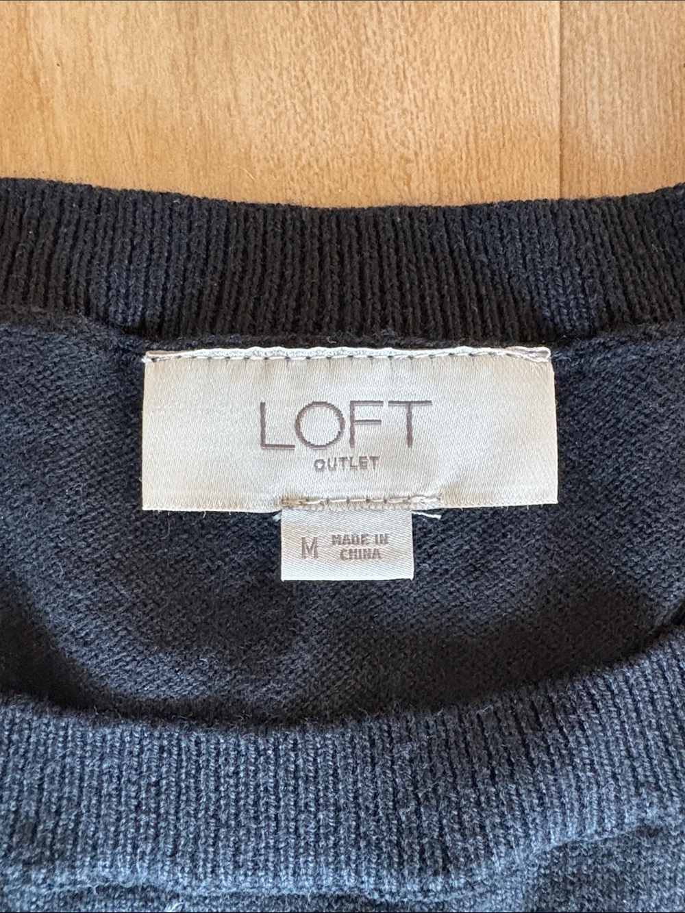 LOFT Black Short-Sleeve Top with Patterned Layered Hem - Picture 2 of 4